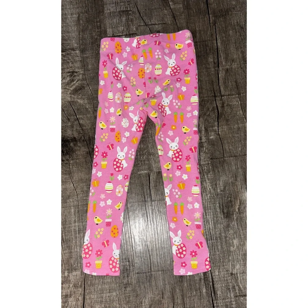 Gymboree Girls 3T Easter Outfit Pink Bunny‎ Egg Basket Shirt and Leggings Set